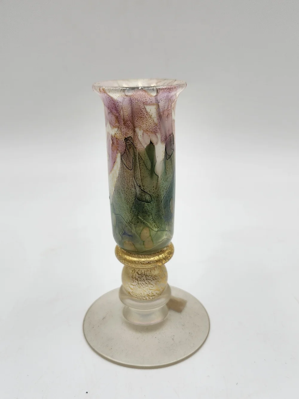 Vintage Isle Of Wight Glass Candle Holder Made In England